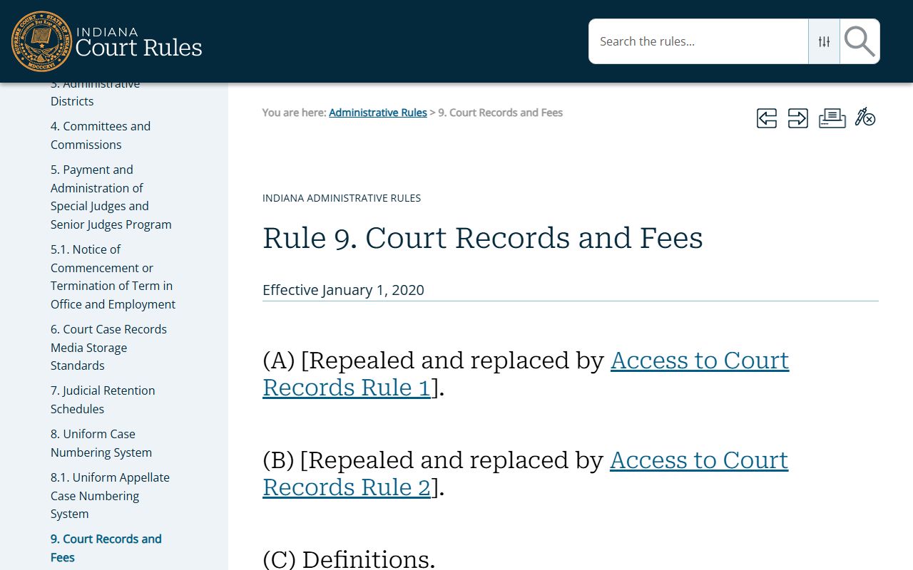 Dearborn County court records Indiana Administrative Rule 9