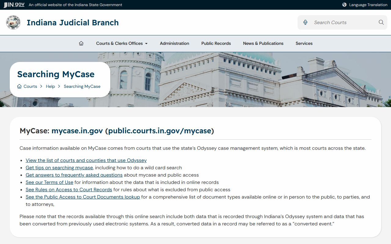 Dearborn County court records MyCase access help
