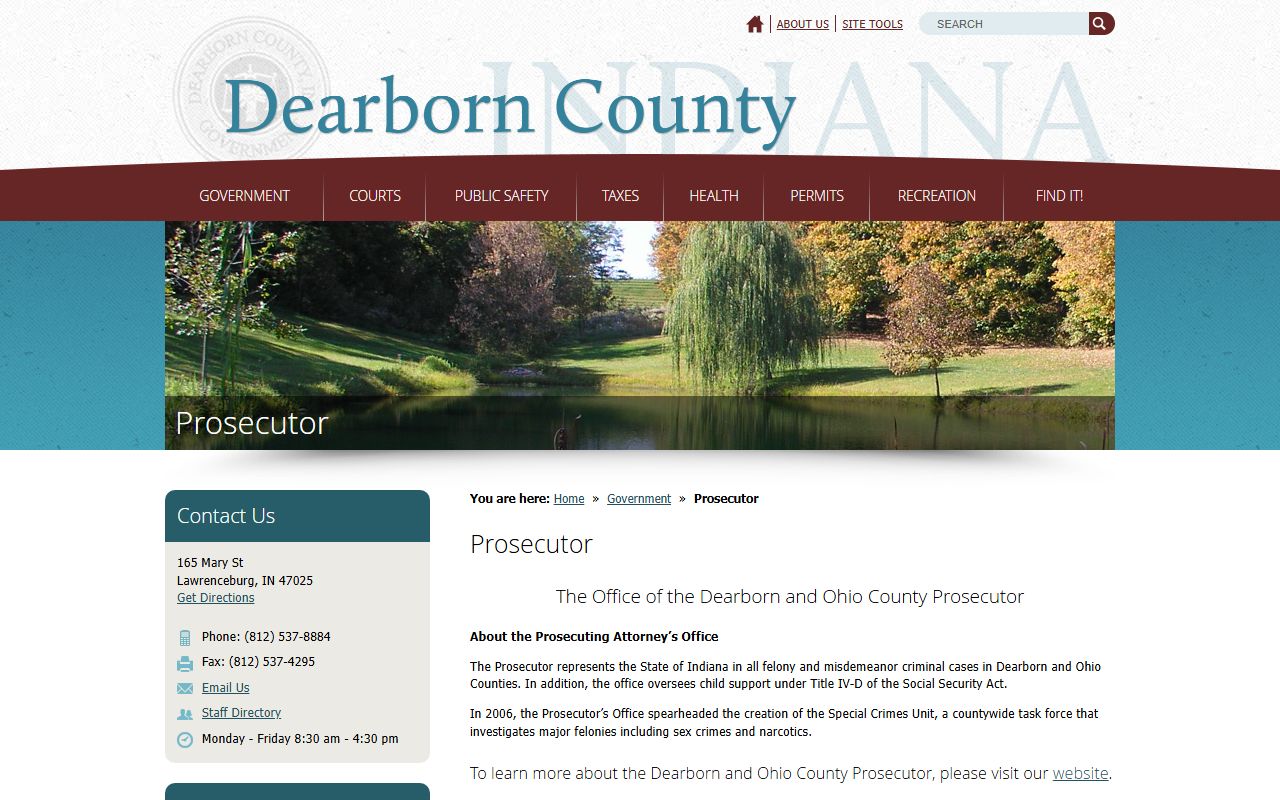 Dearborn County criminal court records prosecutor page