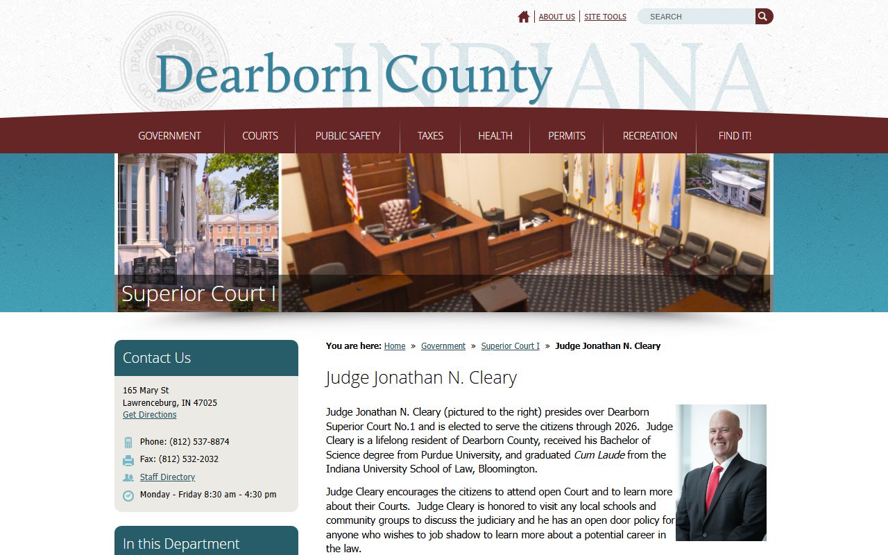 Dearborn County Circuit Court Superior Court trial records Superior Court I