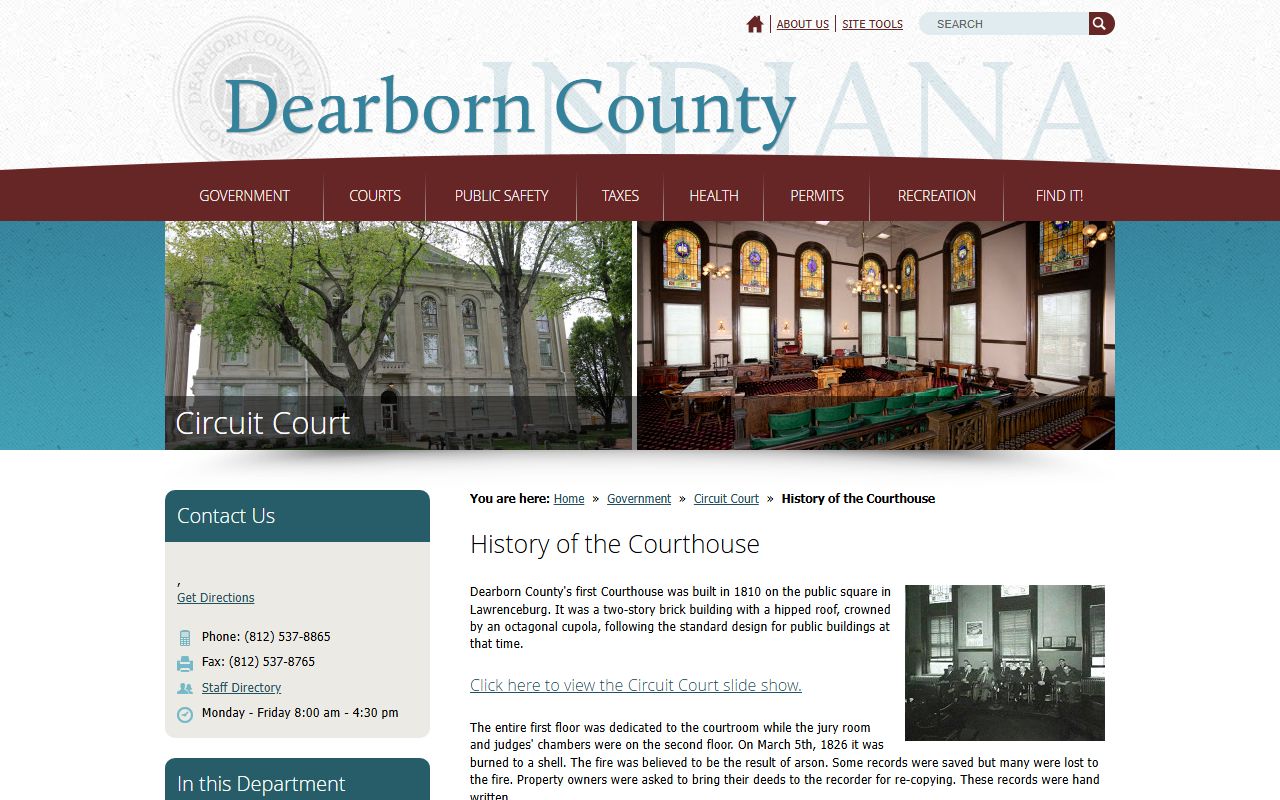 Dearborn County Court records courthouse in Lawrenceburg Indiana
