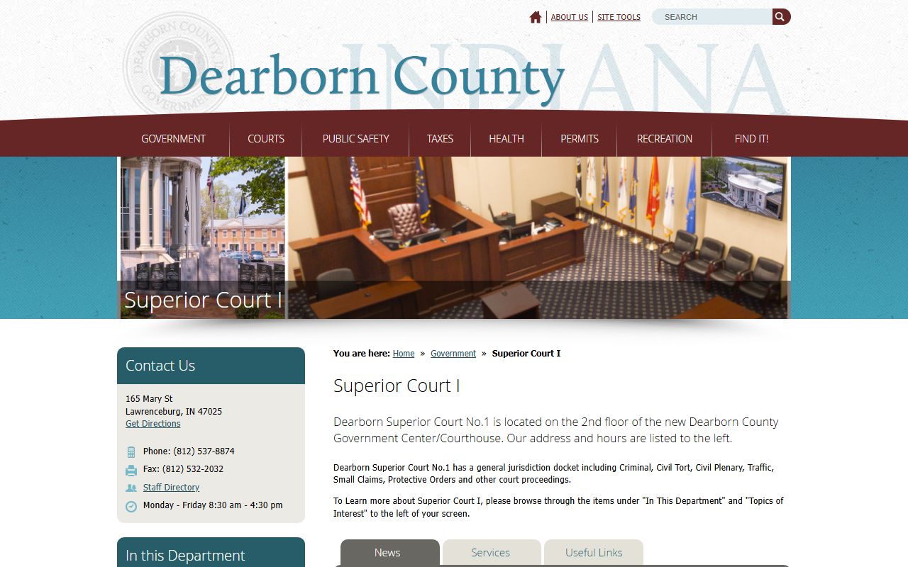 Dearborn County Court records from Superior Court I