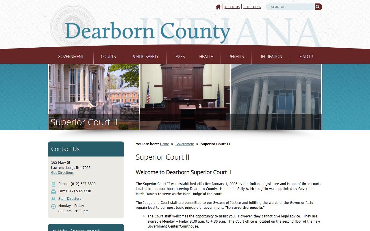 Dearborn County Court records from Superior Court II