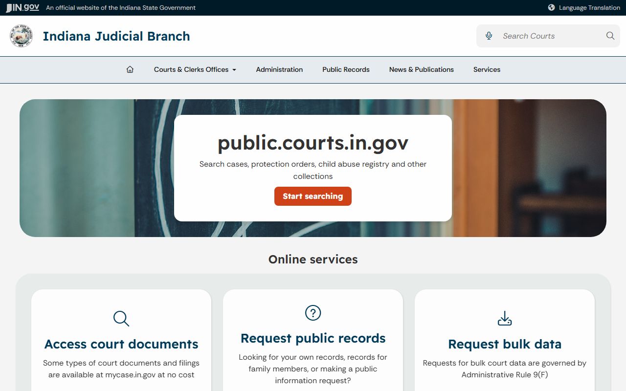 Dearborn County Court records public access hub from Indiana courts