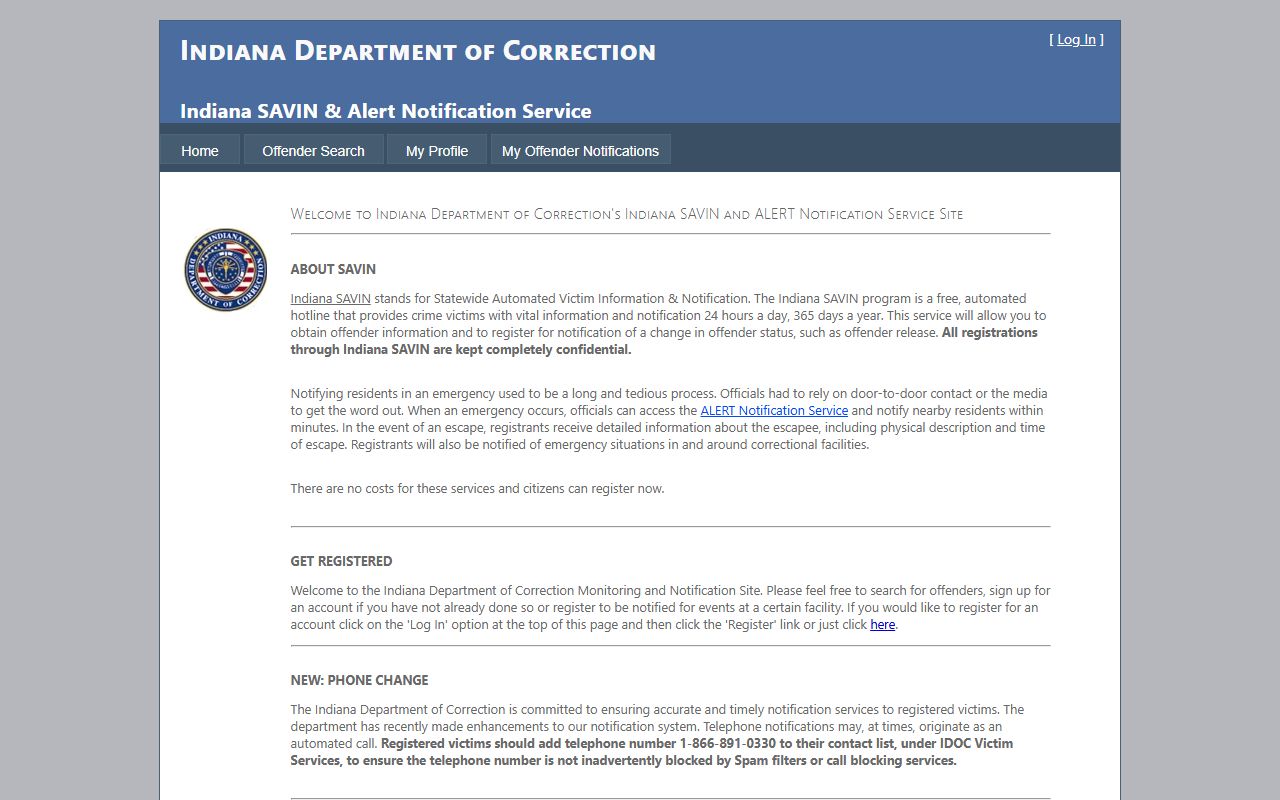 Dearborn County inmate records Indiana SAVIN notification source
