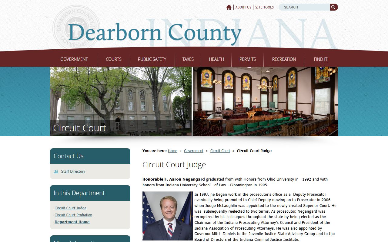 Dearborn County probate records Circuit Court judge page