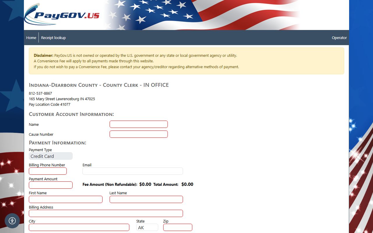 Dearborn County traffic court records PayGov payment source